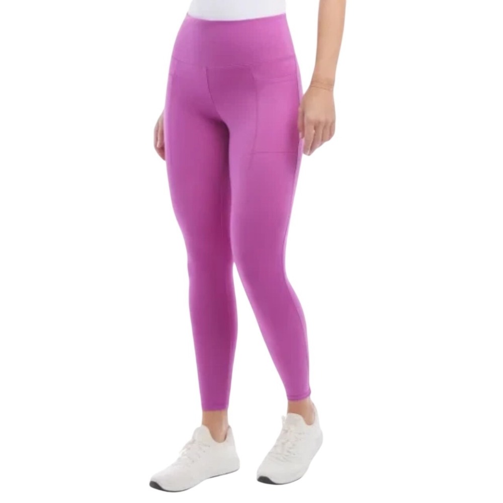 Danskin Womens High Waisted Magenta Pinkā Athletic Leggings with Pockets Size S
